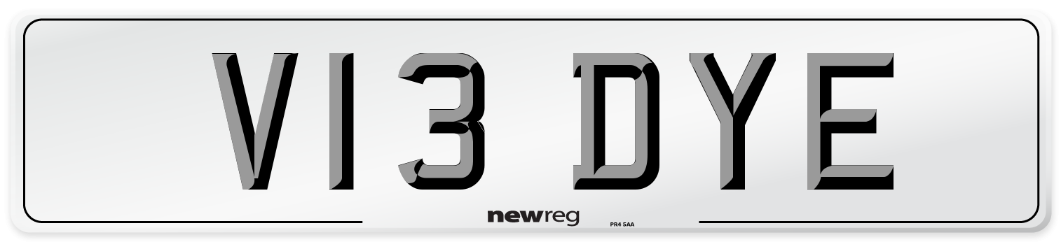 V13 DYE Number Plate from New Reg